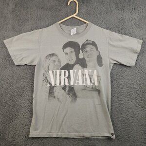 Y2K 2009 Nirvana Shirt Size Small Anvil Trio Kurt Cobain Big Graphic Grunge Band